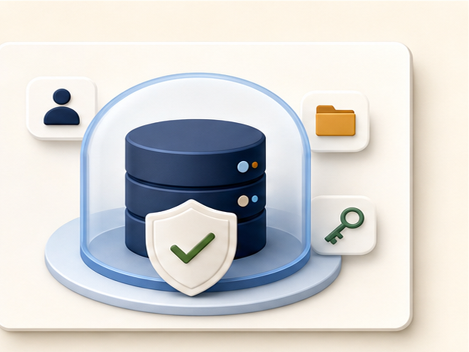 Generated data protection illustration showing protected storage and access keys.